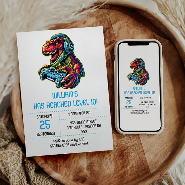 Convites Festa de aniversário de Jogos Dinossauros (Criador carregado)