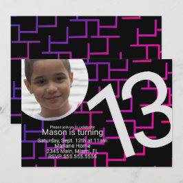 Convites Festa de aniversário de jogos Neon Maze Gamer Foto