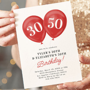 Convites Festa de aniversário de junta Red Double Celebrati