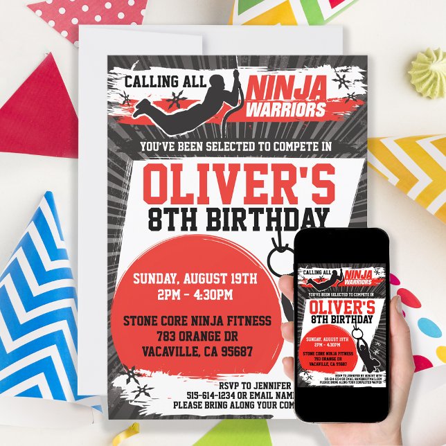 Convites Festa de aniversário de Karate do Guerreiro Ninja (Criador carregado)