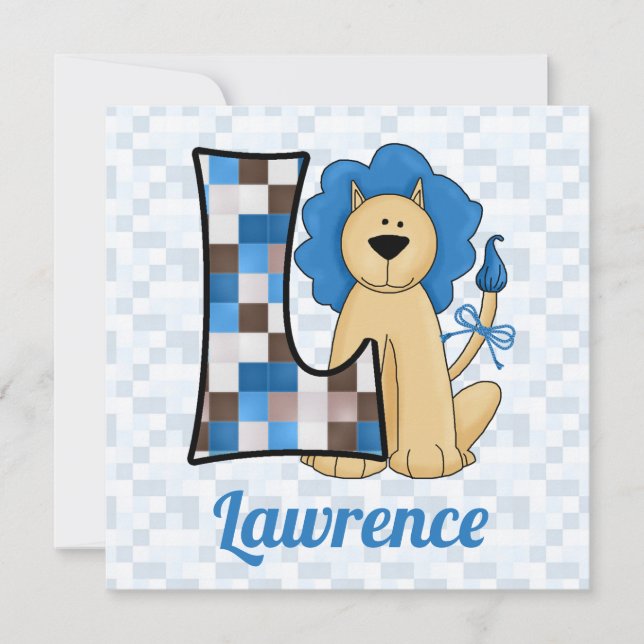 Convites Festa de aniversário de L Kid Monograma Azul (Frente)