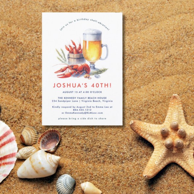 Convites Festa de aniversário de lagosta Vermelha (Criador carregado)