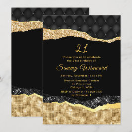 Convites Festa de aniversário de lágrimas de vidro preto e 