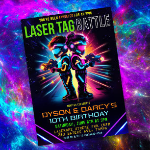 Convites Festa de Aniversário de Laser Tag Infantil