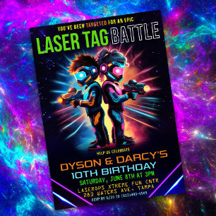 Convites Festa de Aniversário de Laser Tag Infantil