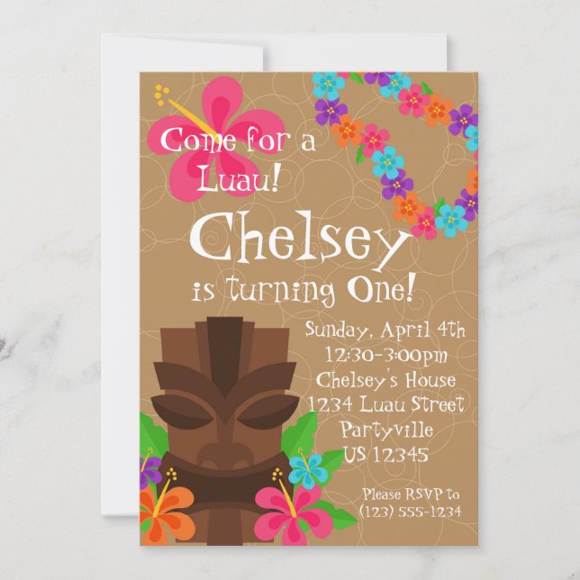 Convites Festa de aniversário de Luau dos leus do homem e (Frente)