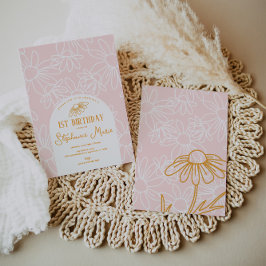 Convites Festa de aniversário de margarida rosa