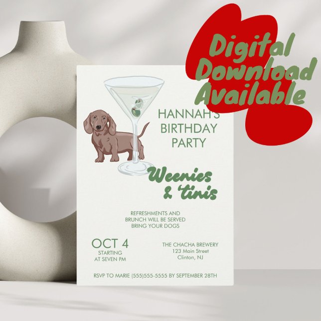 Convites Festa de aniversário de Martini e Weenie (Criador carregado)