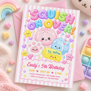 Convites Festa de Aniversário de Menina com Kawaii Squishie