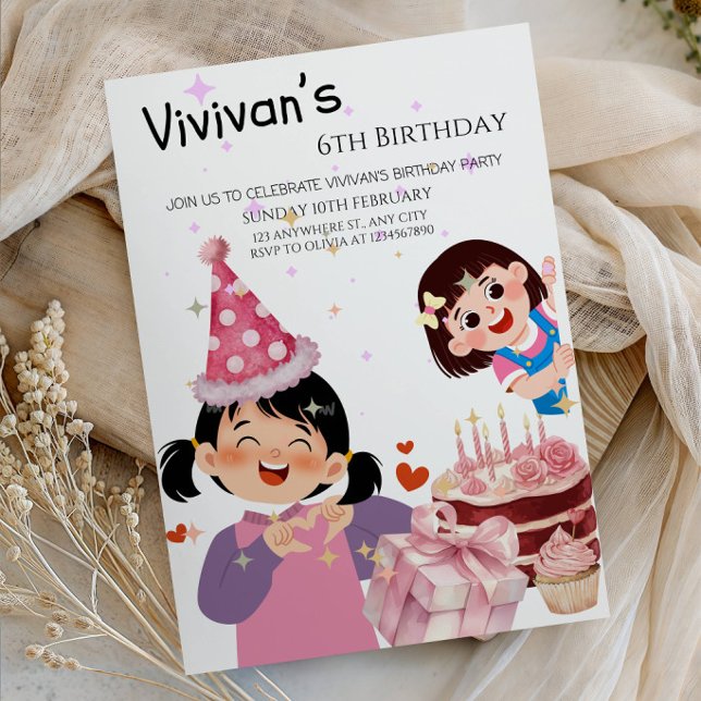 Convites Festa de Aniversário de Menina Doce e Mágica (Criador carregado)
