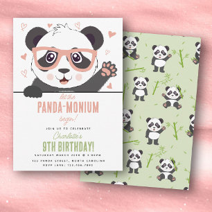 Convites Festa de Aniversário de Menina Kawaii Urso Panda F