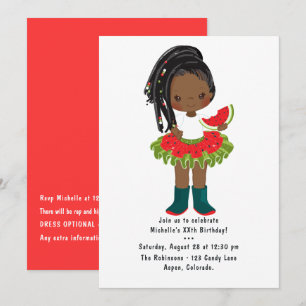 Convites Festa de Aniversário de Menina Negra Americana com