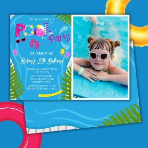 Convites Festa de Aniversário de Menina no Pool de Verão