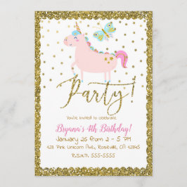 Convites Festa de Aniversário de Meninas com Unicórnio Bril