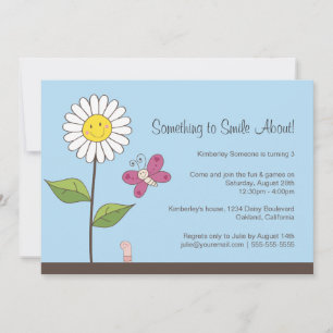Convites Festa de aniversario de meninas Daisy & Butterfly