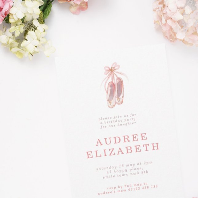 Convites Festa de aniversario de meninas de Ballerina Rosa  (Criador carregado)