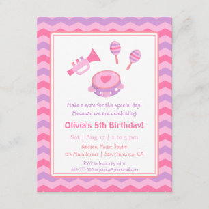 Convites Festa de aniversario de meninas de Instrumentos Mu