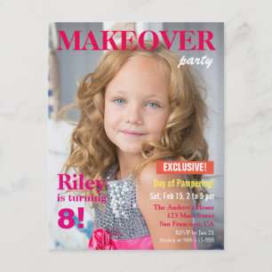 Convites Festa de aniversario de meninas de Makeover da Rev