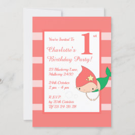 Convites festa de aniversario de meninas de Pêssego Sereia