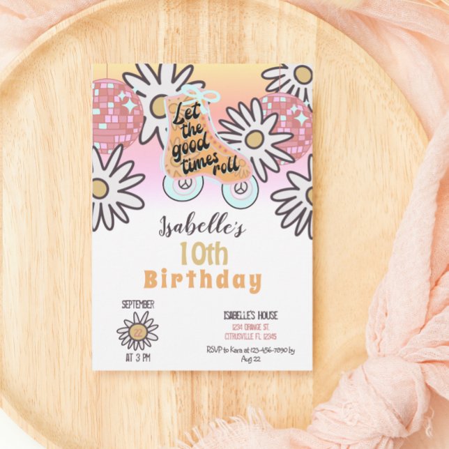 Convites Festa de aniversario de meninas de Pista de Disco (Criador carregado)