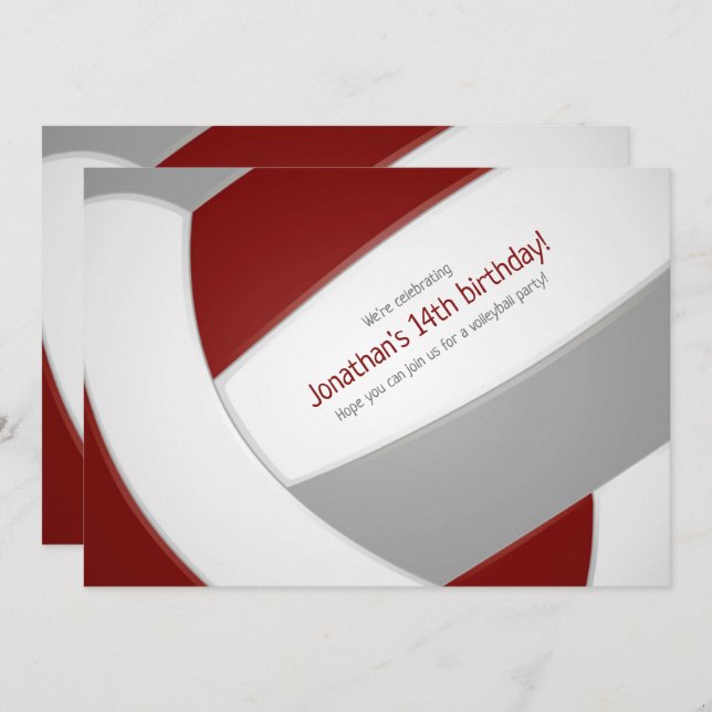 Convites festa de aniversario de meninas de vôlei da cinza  (Frente/Verso)