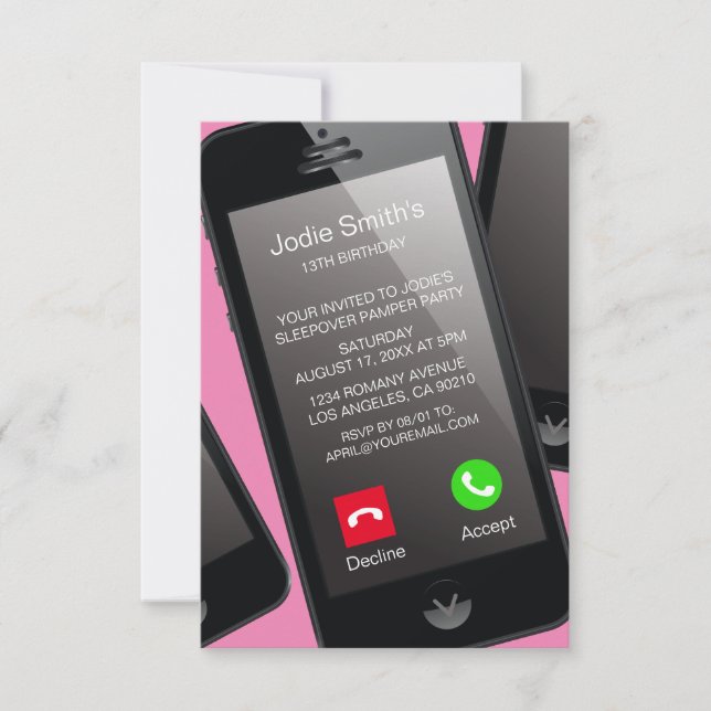 Convites Festa de aniversario de meninas do adolescente Tre (Frente)