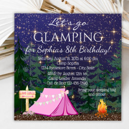 Convites Festa de Aniversário de Meninas Glamping
