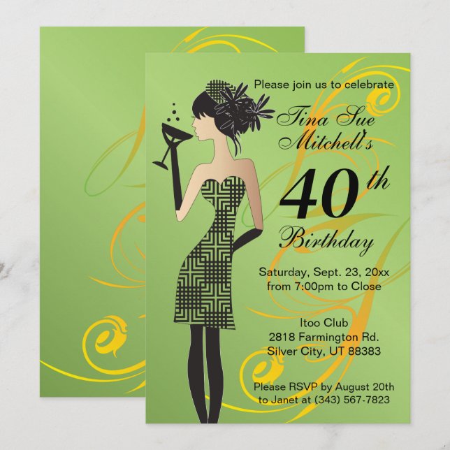 Convites Festa de Aniversário de Meninas | Idade DIY (Frente/Verso)