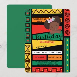 Convites Festa de aniversario de meninas moderna afro-ameri
