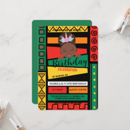 Convites Festa de aniversario de meninas moderna afro-ameri
