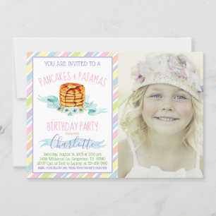 Convites Festa de Aniversário de Meninas Panquecas e Foto d