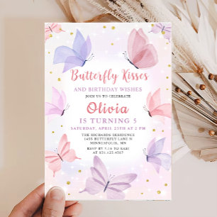 Convites Festa de aniversario de meninas Rosa Butterfly