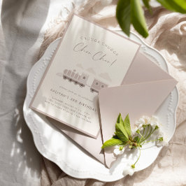 Convites Festa de aniversario de meninas rosa do comboio Ch