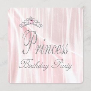 Convites Festa de Aniversário de Meninas Tiara Rosa Princes