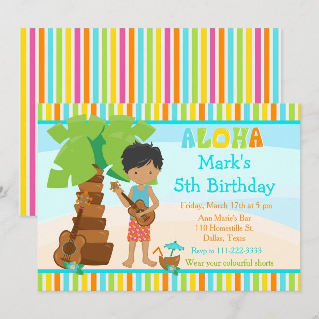 Convites Festa de aniversário de Menino Africano (Frente/Verso)