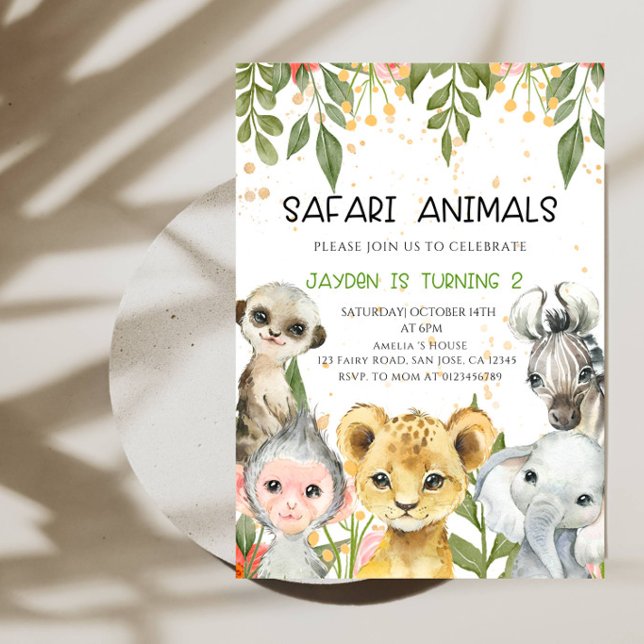 Convites Festa de Aniversário de Menino com Animais da Sava (Criador carregado)