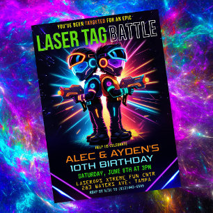 Convites Festa de Aniversário de Menino com Laser Tag