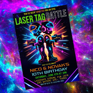 Convites Festa de Aniversário de Menino com Laser Tag