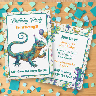 Convites Festa de Aniversário de Menino com Tema de Lagarto