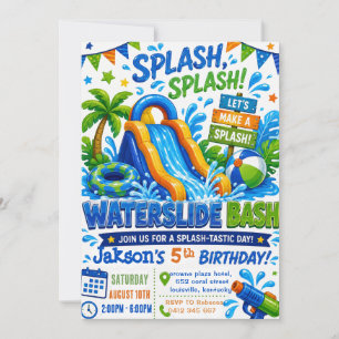 Convites Festa de aniversário de menino na piscina de verão