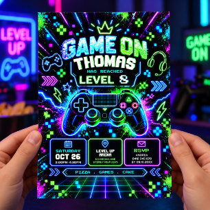 Convites Festa de Aniversário de Meninos com Vídeo Game Neo