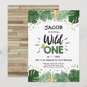 Convites Festa de aniversário de Meninos Dourados Safari S