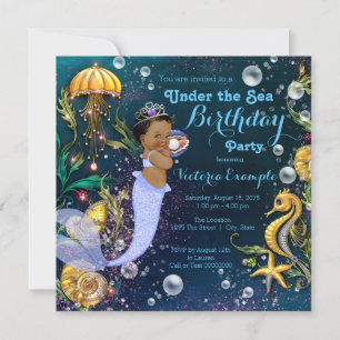 Convites Festa de Aniversário de Mermaid Étnica