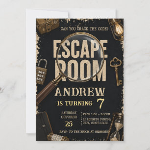 Convites Festa de aniversário de Mistério de Escape Room pe