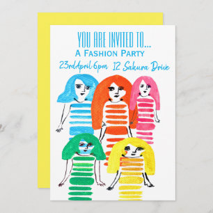 Convites festa de aniversário de moda adolescente moça