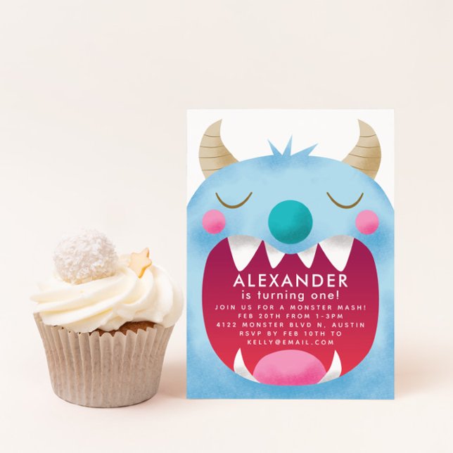 Convites Festa de aniversário de Monstro Azul (Criador carregado)