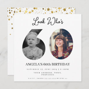 Convites festa de aniversário de Montagem de Fotos, 60 anos