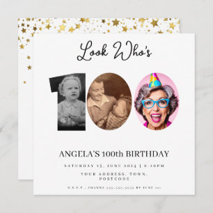 Convites festa de aniversário de Montagem de Fotos com 100