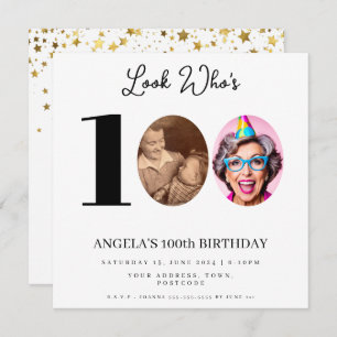 Convites festa de aniversário de Montagem de Fotos com 100