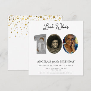 Convites festa de aniversário de Montagem de Fotos com 100 
